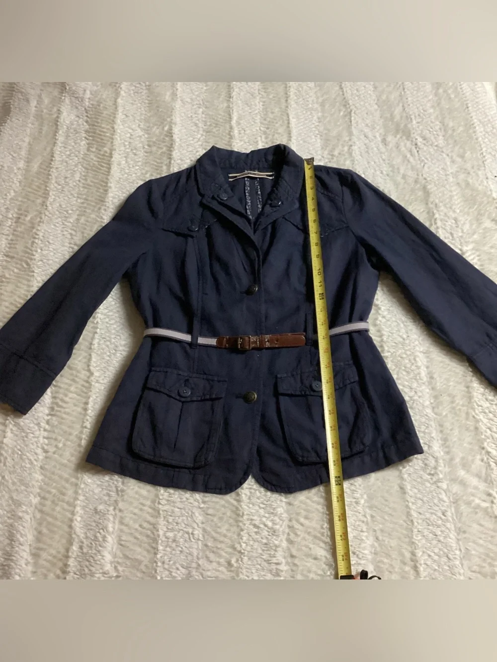 Women’s DaughtersOfThe Liberation Anthropology Navy Blue Cropped Utility Jacket